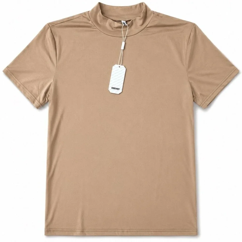 NDY Nude Mock Neck Short Sleeve‎ Top